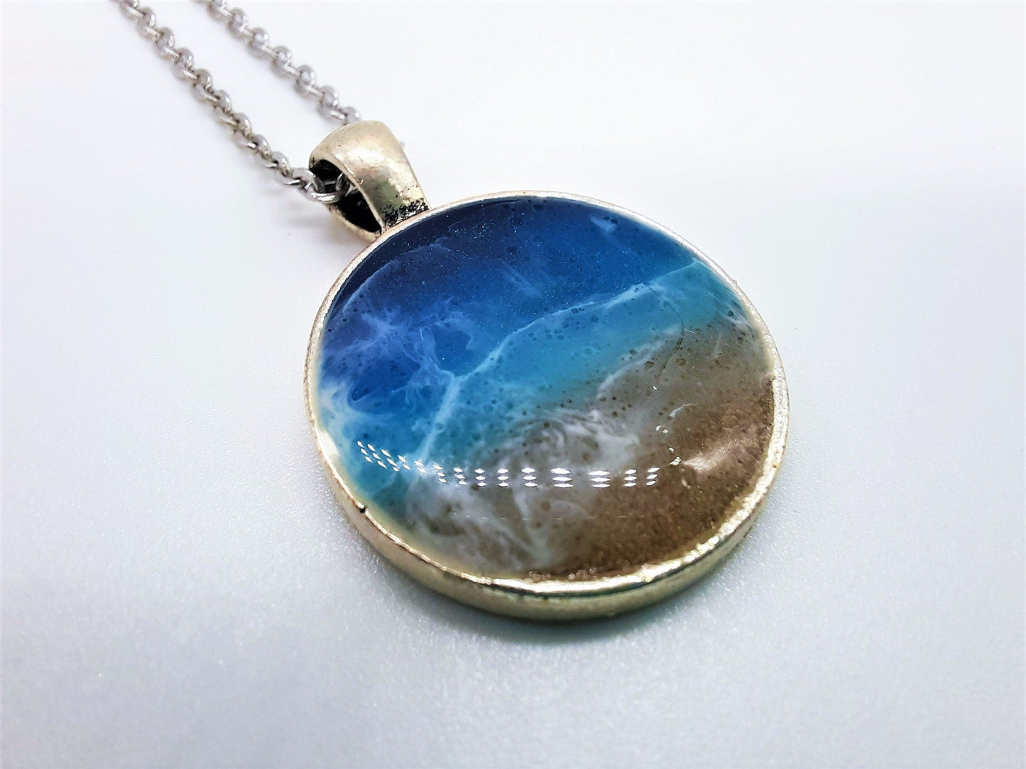 Medium Circle Resin Seascape Necklace