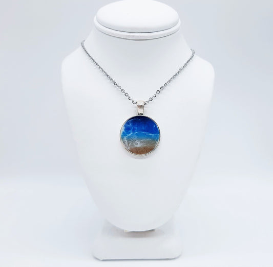 Medium Circle Resin Seascape Necklace