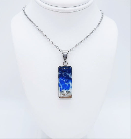 Rectangle Shaped Resin Seascape Necklace