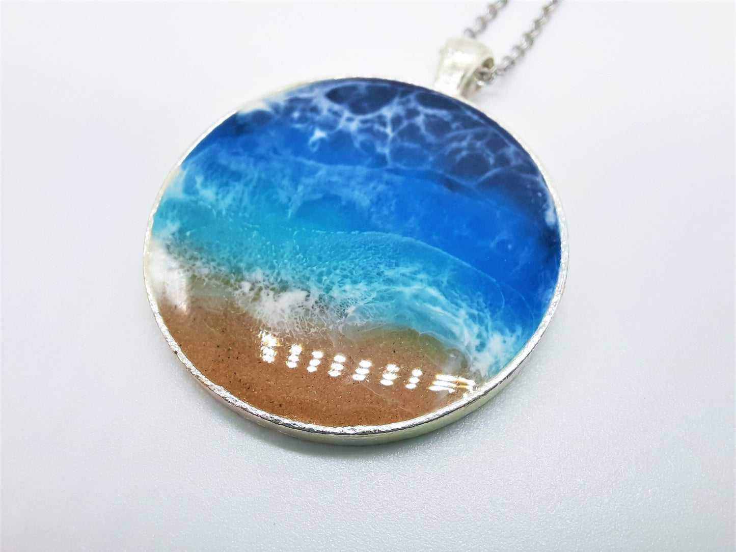 Extra Large Circle Resin Seascape Necklace