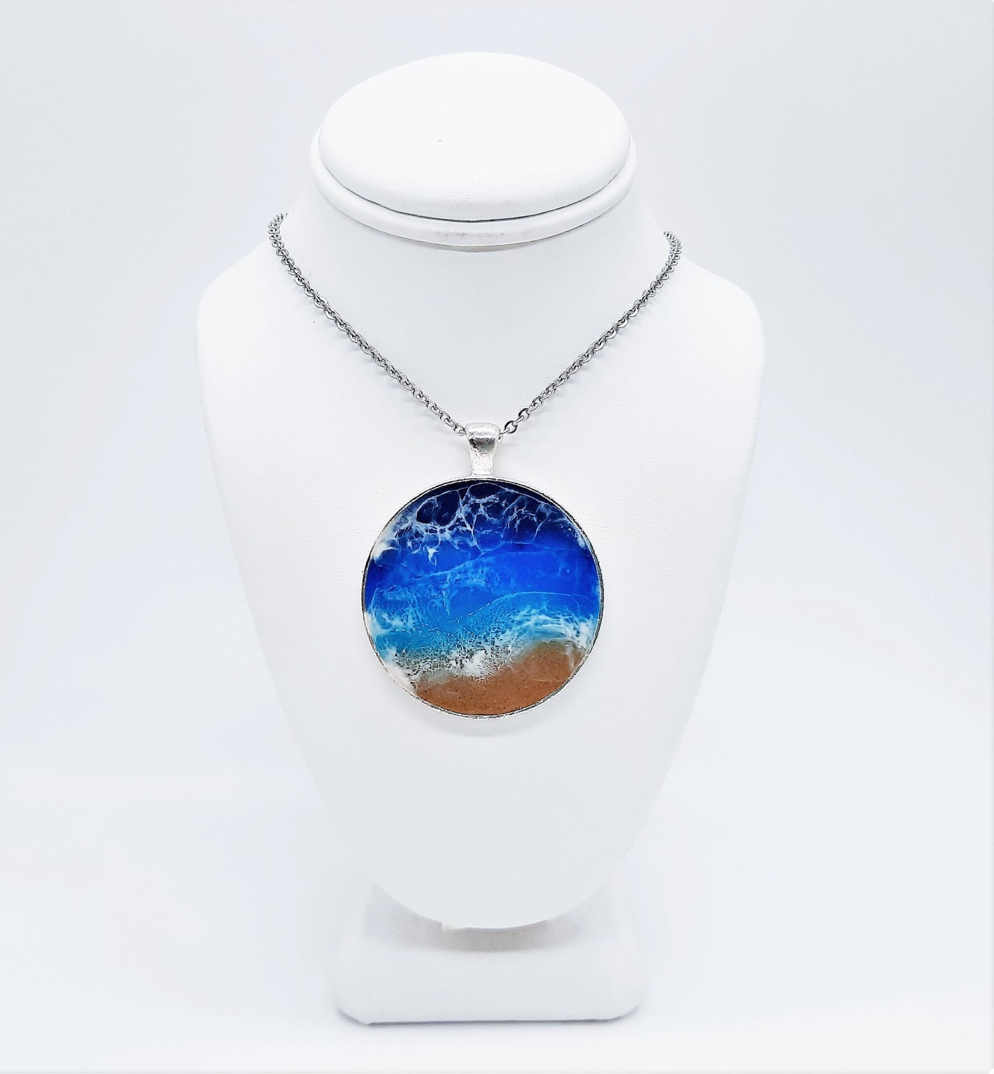 Extra Large Circle Resin Seascape Necklace