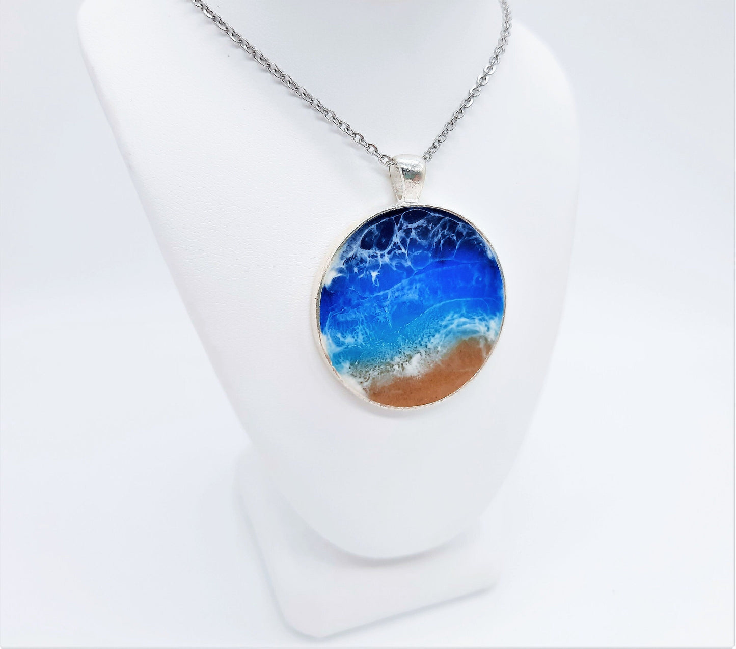 Extra Large Circle Resin Seascape Necklace