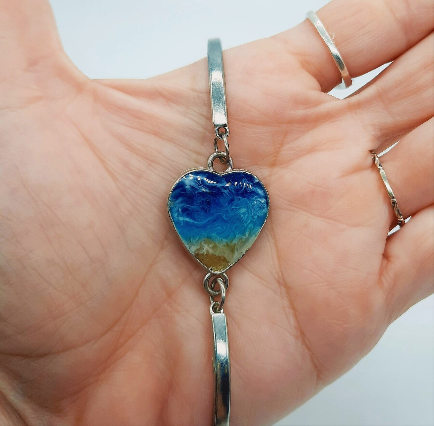 Heart Shaped Resin Seascape Bracelet
