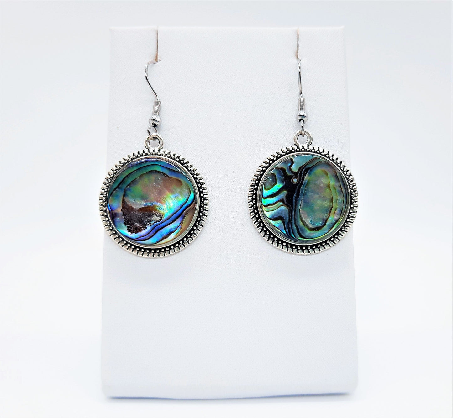 Abalone / Paua Seashell Tibetan Style Pendant Necklace & Earring Set