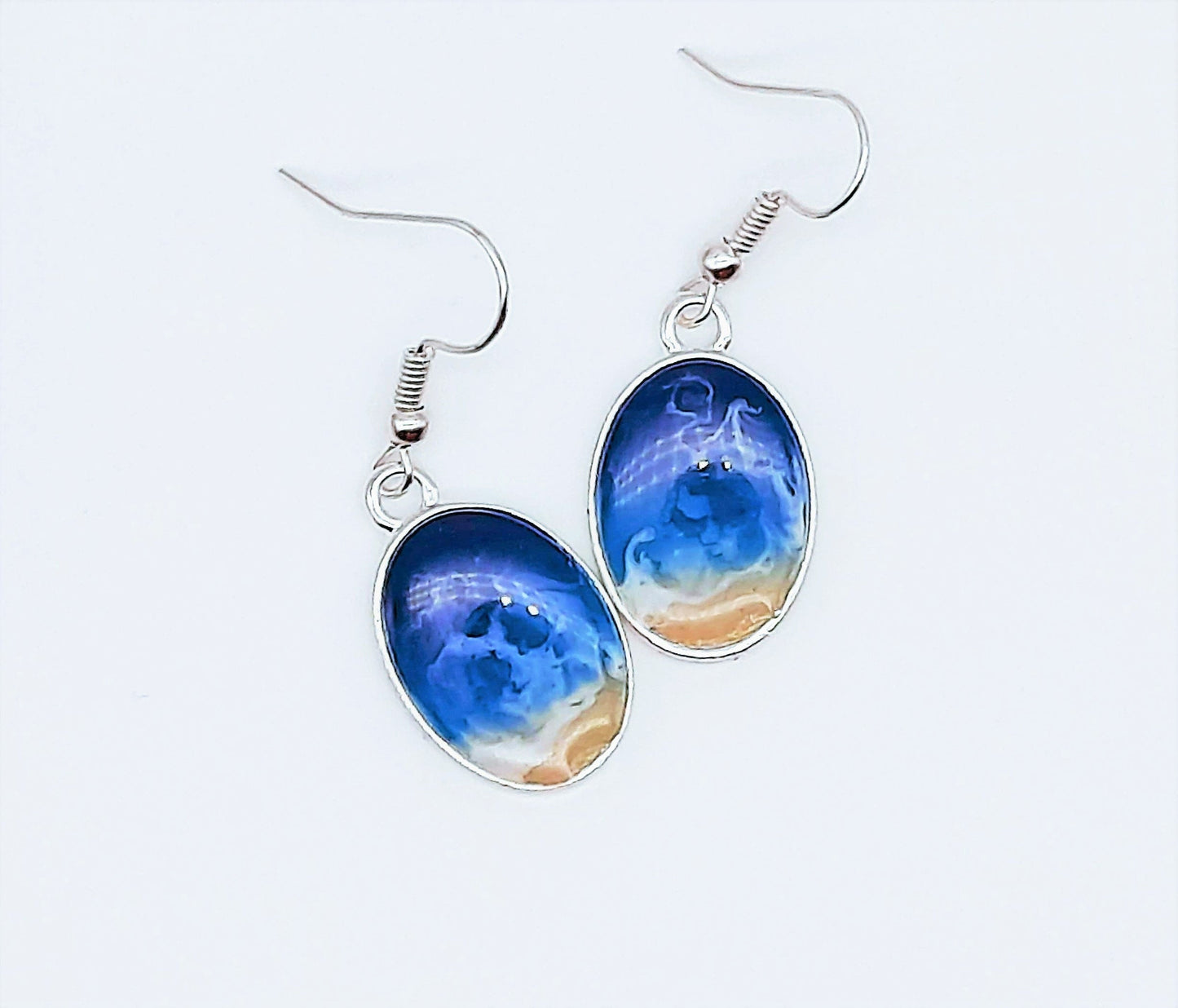 Small Oval Resin Seascape Necklace & Earring Set