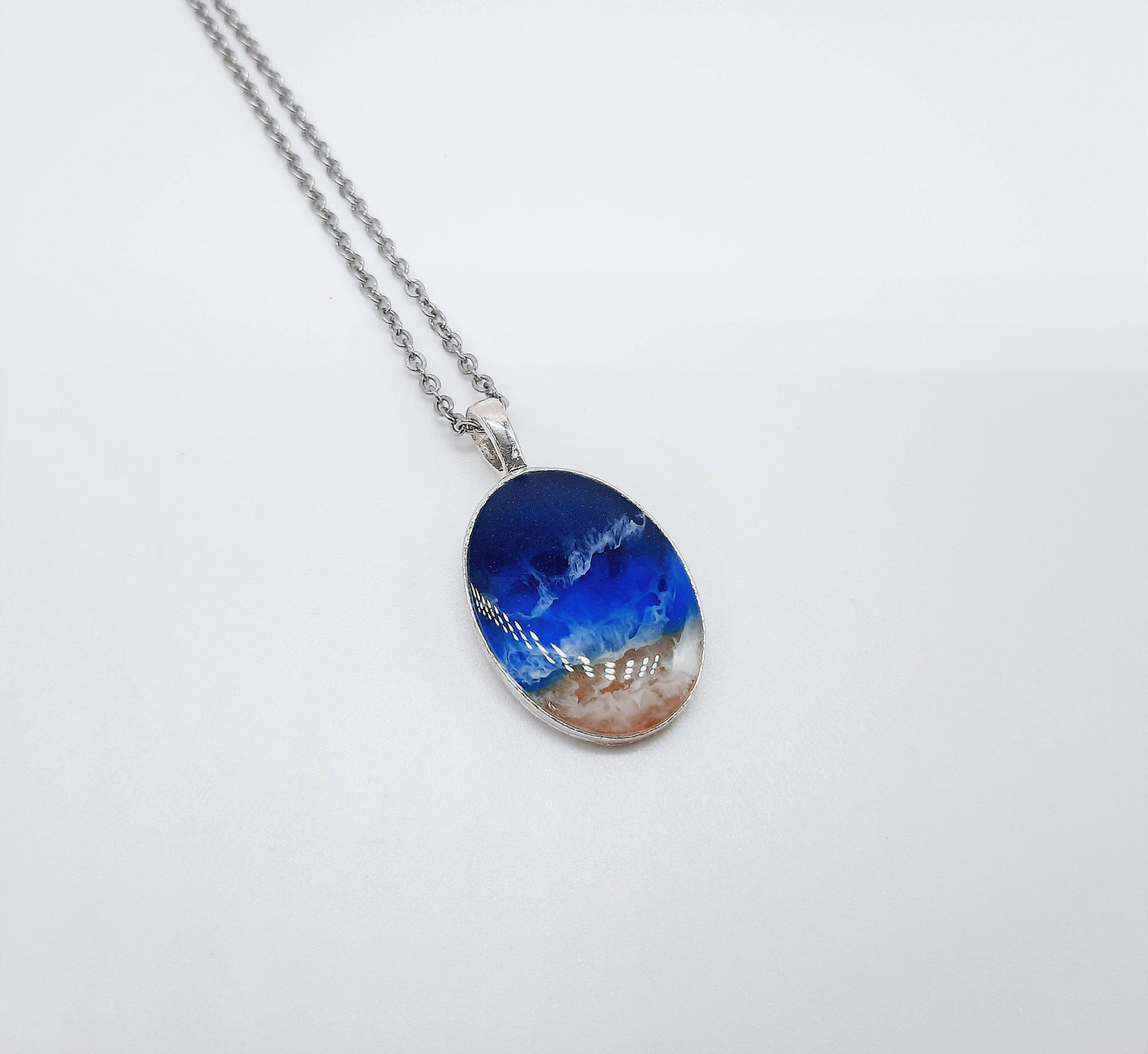 Large Oval Resin Seascape Necklace