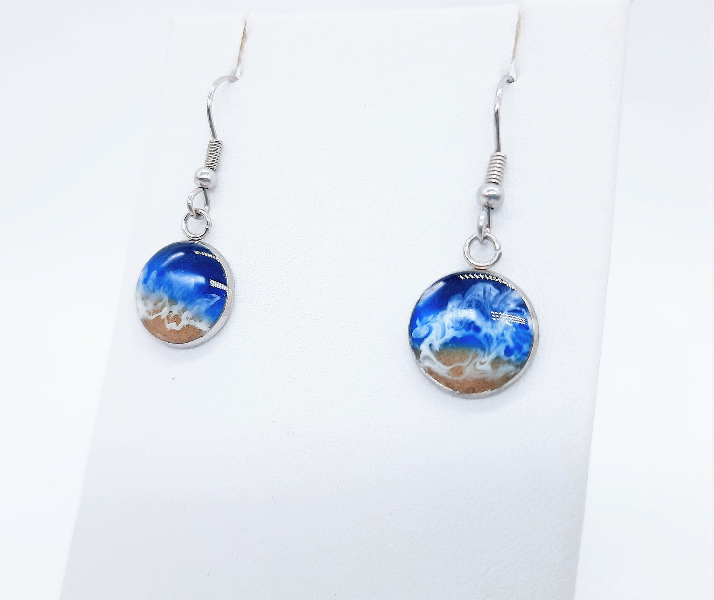 Small Circle Resin Seascape Necklace & Earring Set