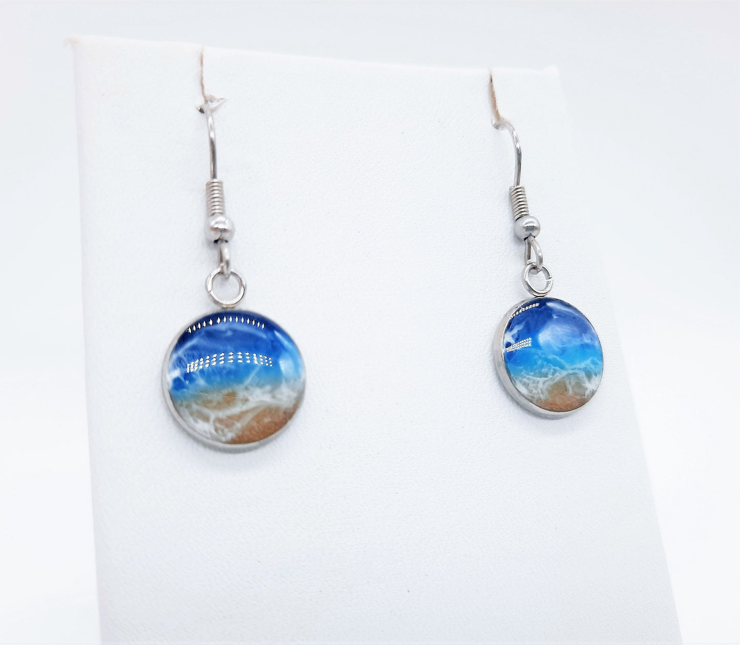 Small Circle Resin Seascape Earrings