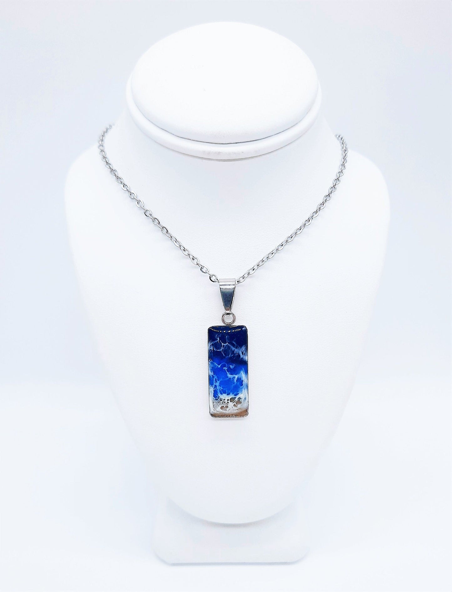 Rectangle Shaped Resin Seascape Necklace