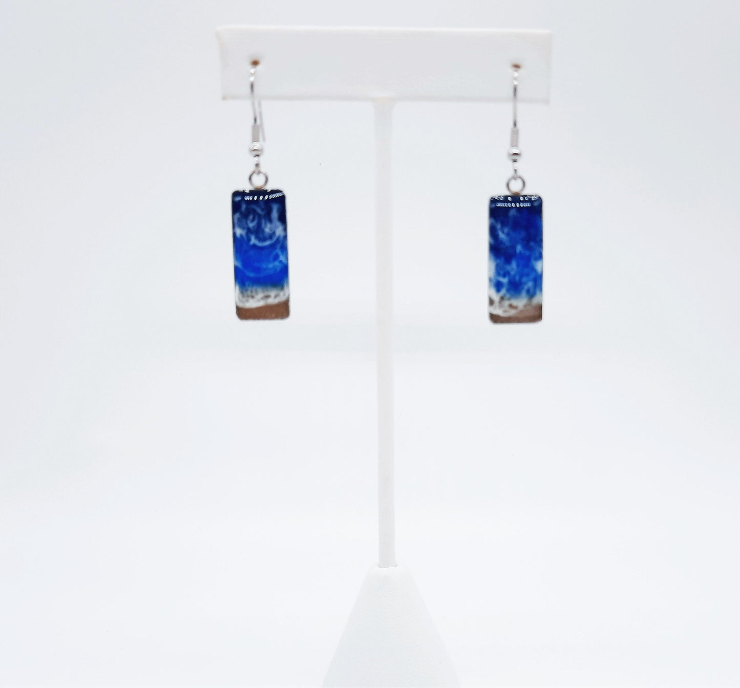 Rectangle Shaped Resin Seascape Earrings