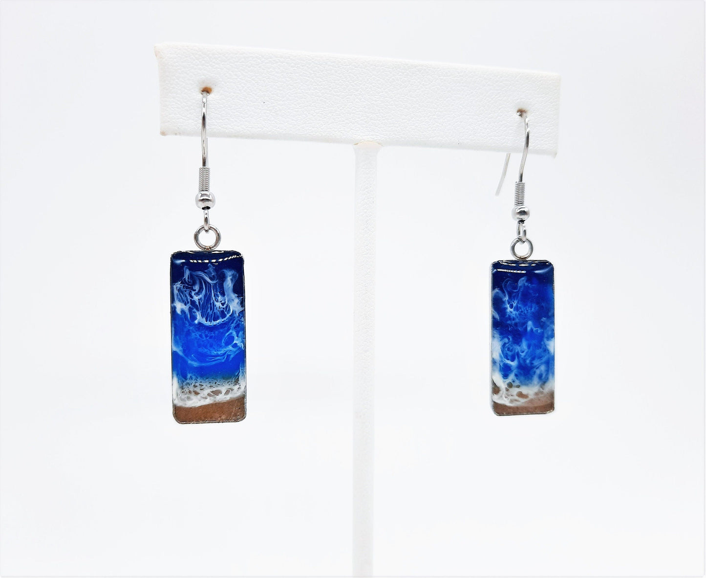 Rectangle Shaped Resin Seascape Earrings