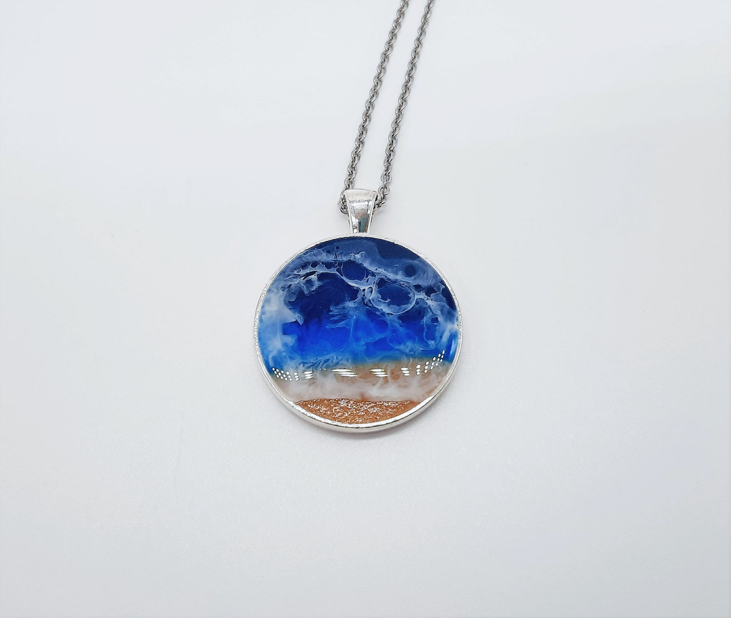 Large Circle Resin Seascape Necklace