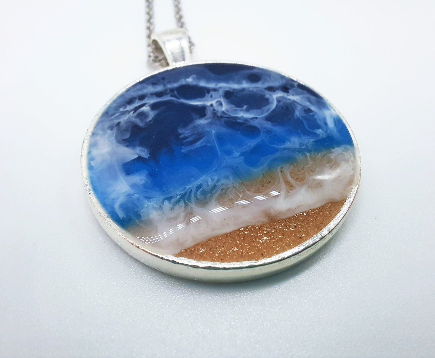 Large Circle Resin Seascape Necklace