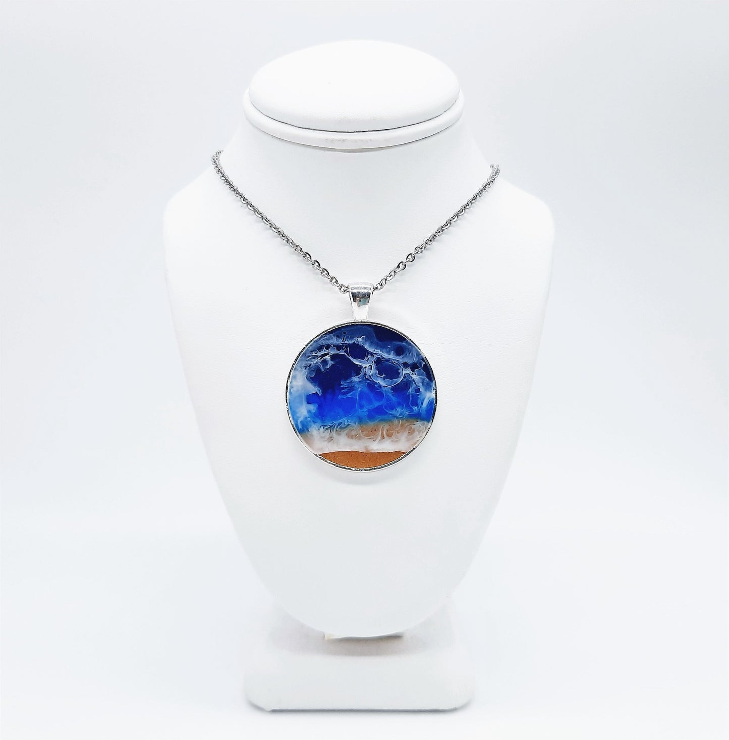 Large Circle Resin Seascape Necklace