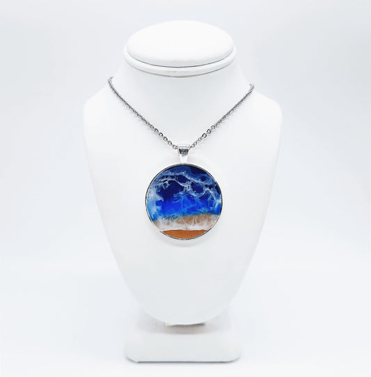 Large Circle Resin Seascape Necklace