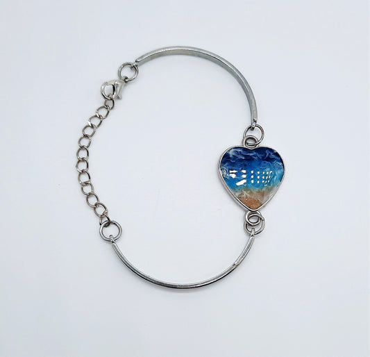 Heart Shaped Resin Seascape Bracelet