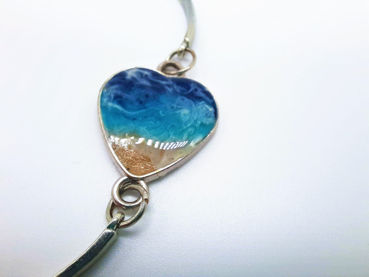 Heart Shaped Resin Seascape Bracelet