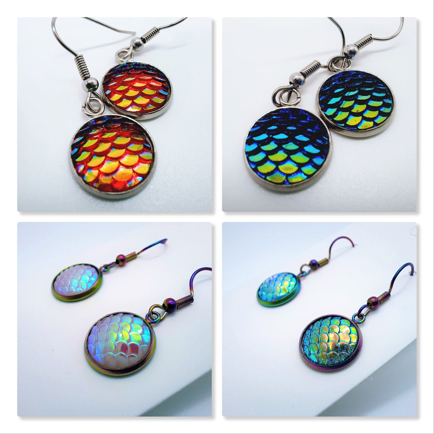 Iridescent Mermaid Scale Earrings