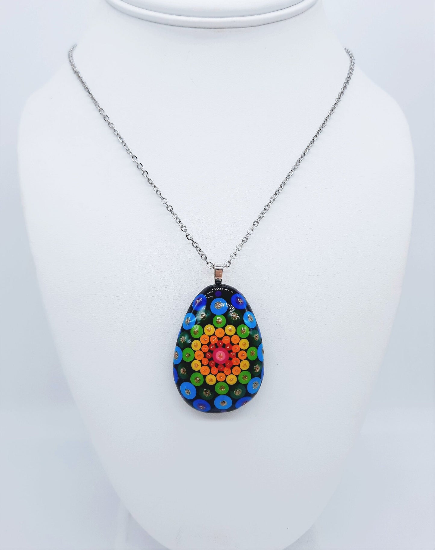 Handpainted Mandala Necklace