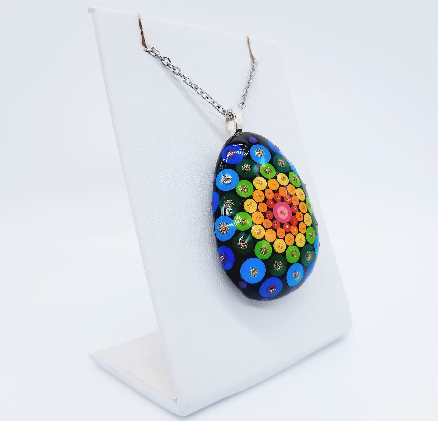 Handpainted Mandala Necklace