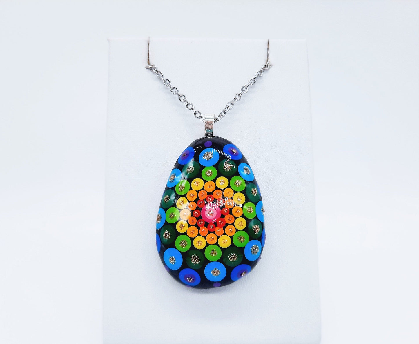 Handpainted Mandala Necklace