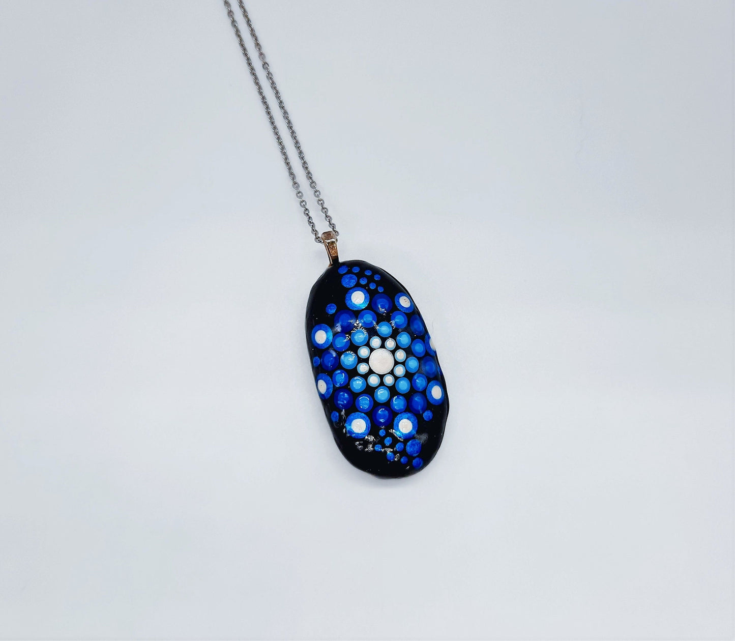 Handpainted Blue Mandala Necklace