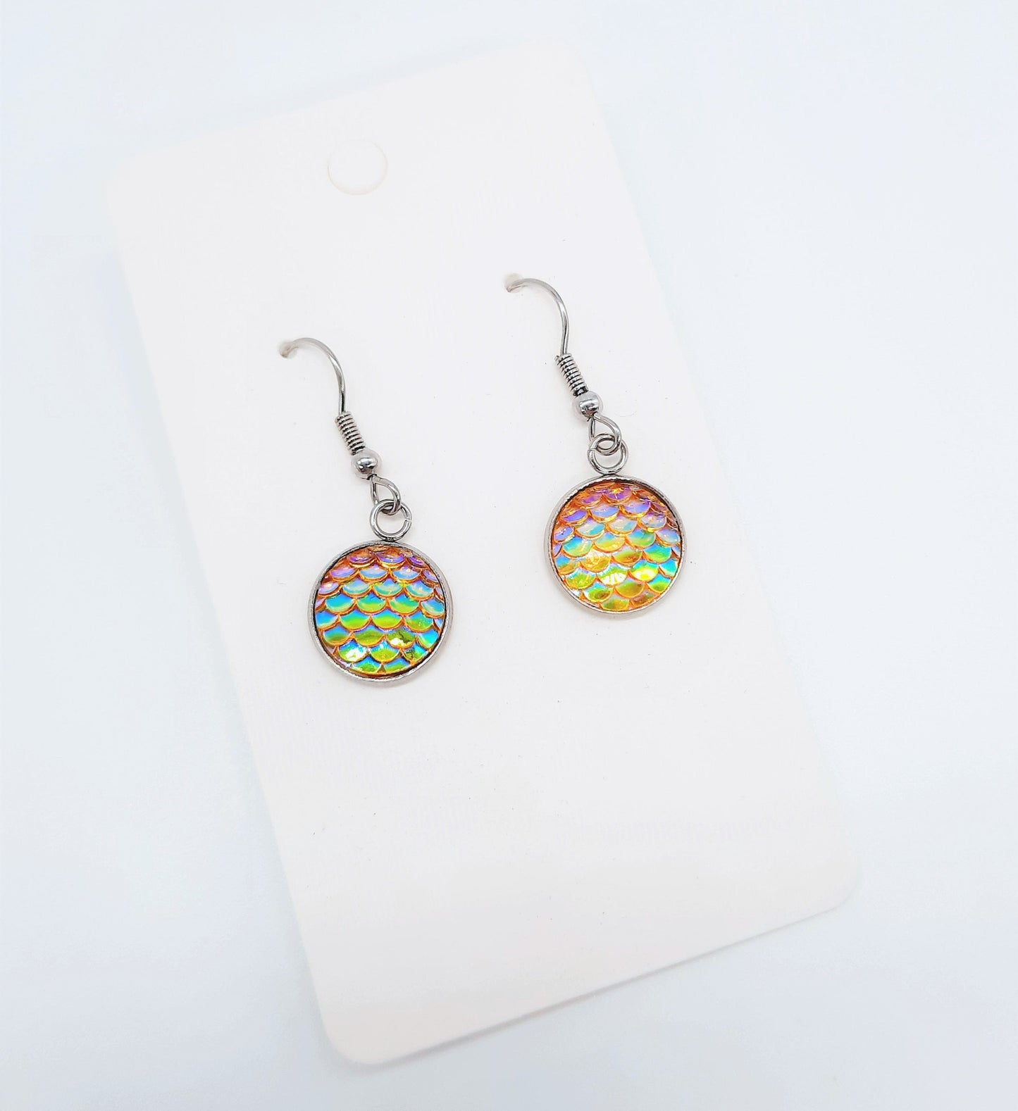 Iridescent Mermaid Scale Earrings