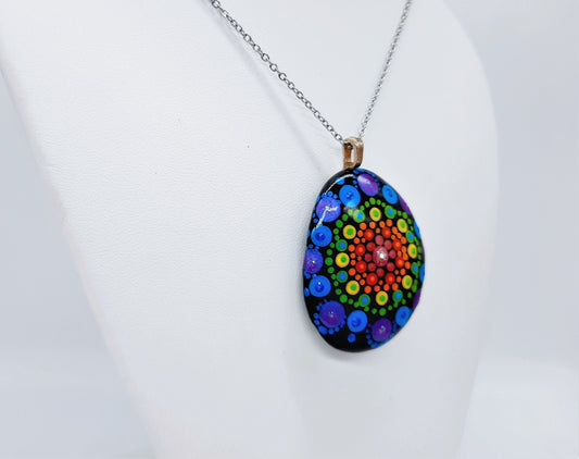 Handpainted Mandala Necklace