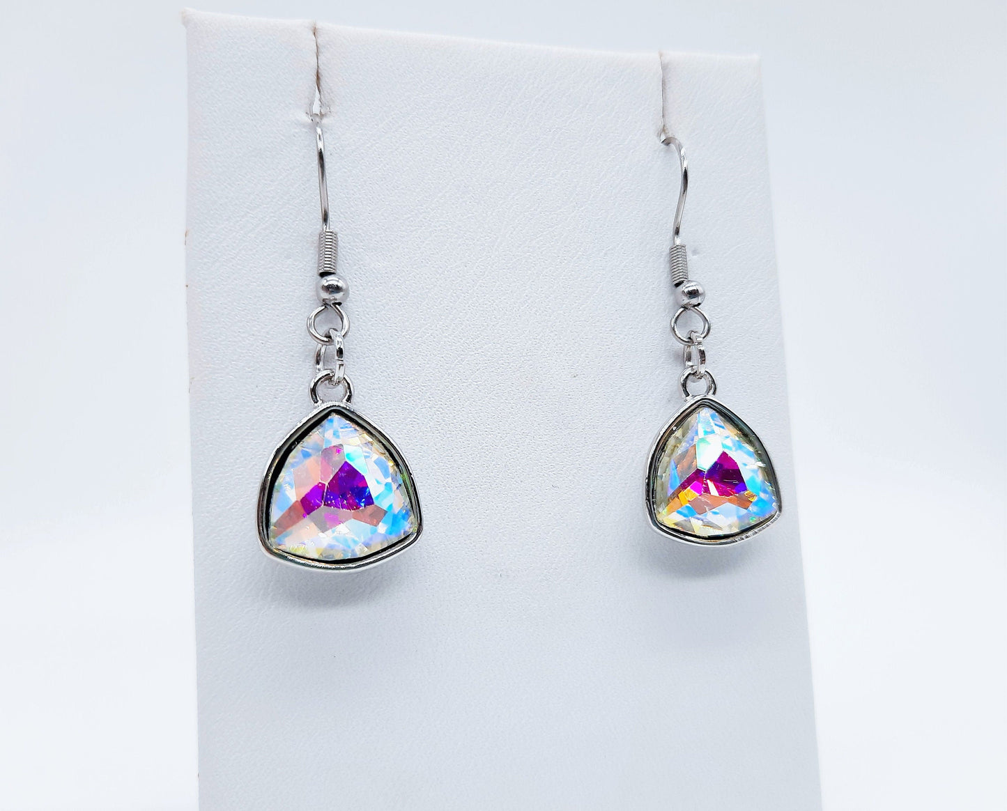 Aurora Borealis Triangle Earrings