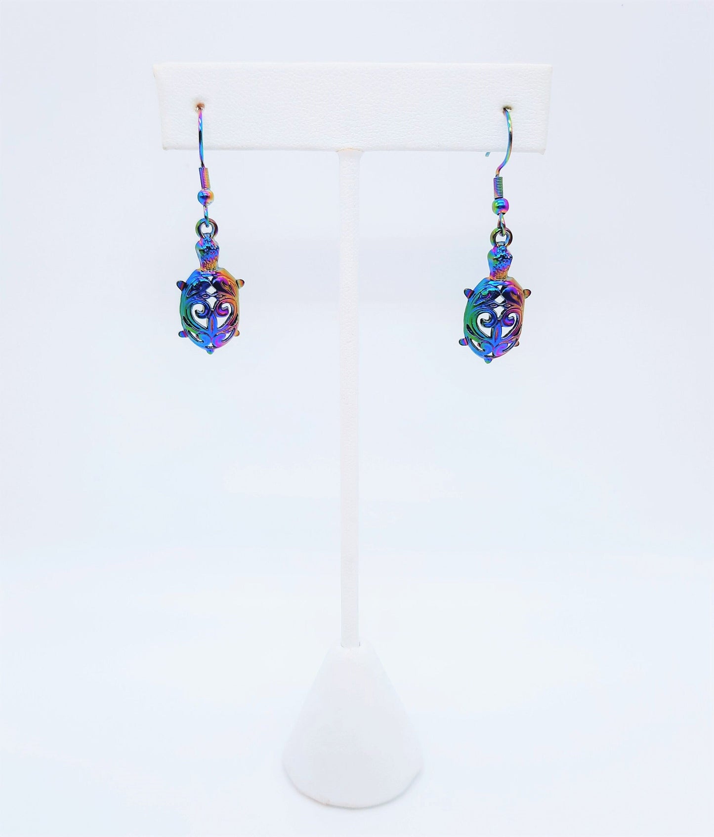 Rainbow Chromium Sea Turtle Earrings