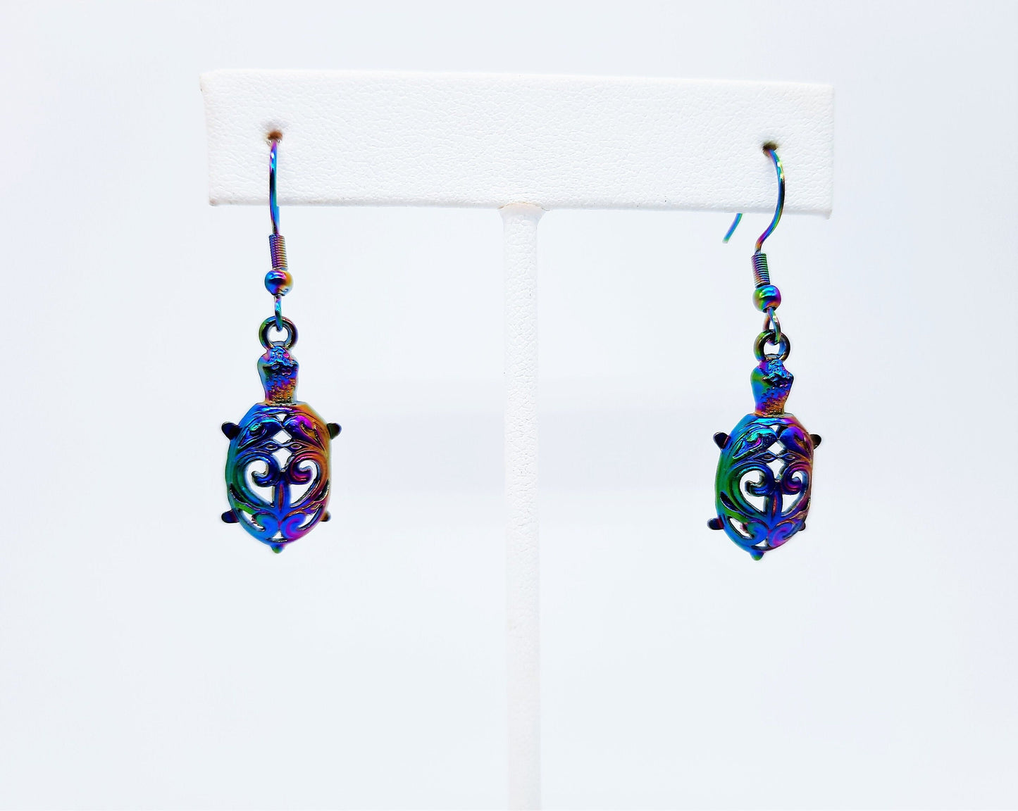 Rainbow Chromium Sea Turtle Earrings