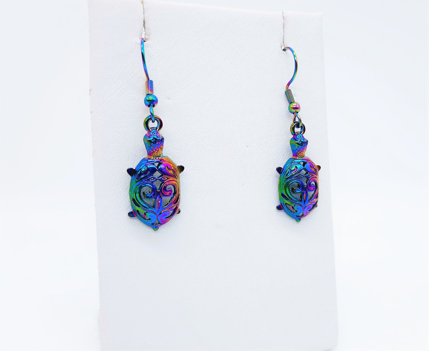 Rainbow Chromium Sea Turtle Earrings