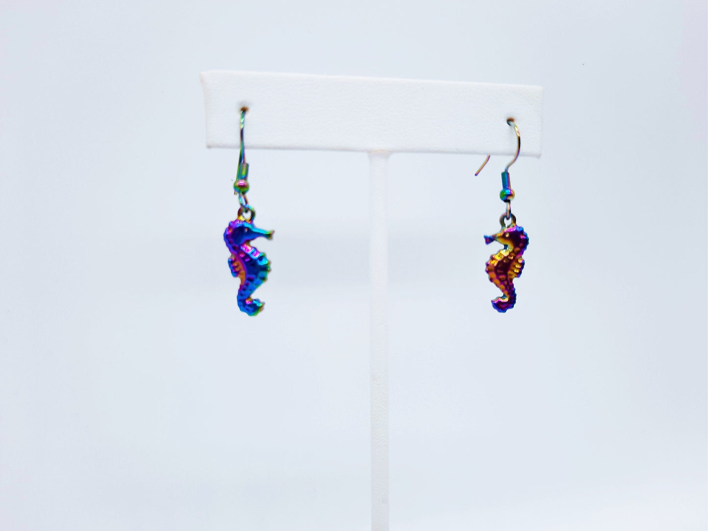 Rainbow Chromium Sea Horse Earrings