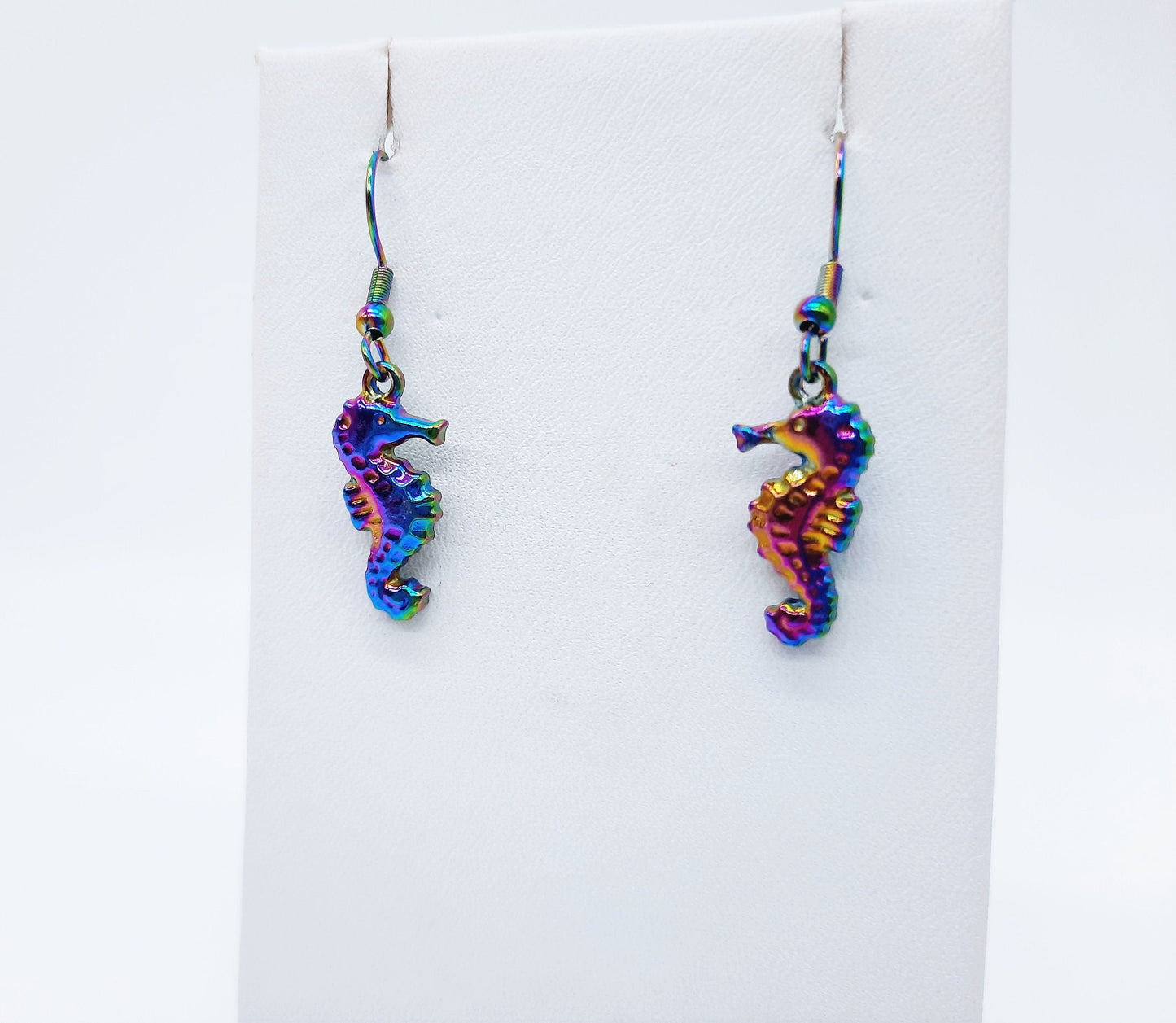Rainbow Chromium Sea Horse Earrings