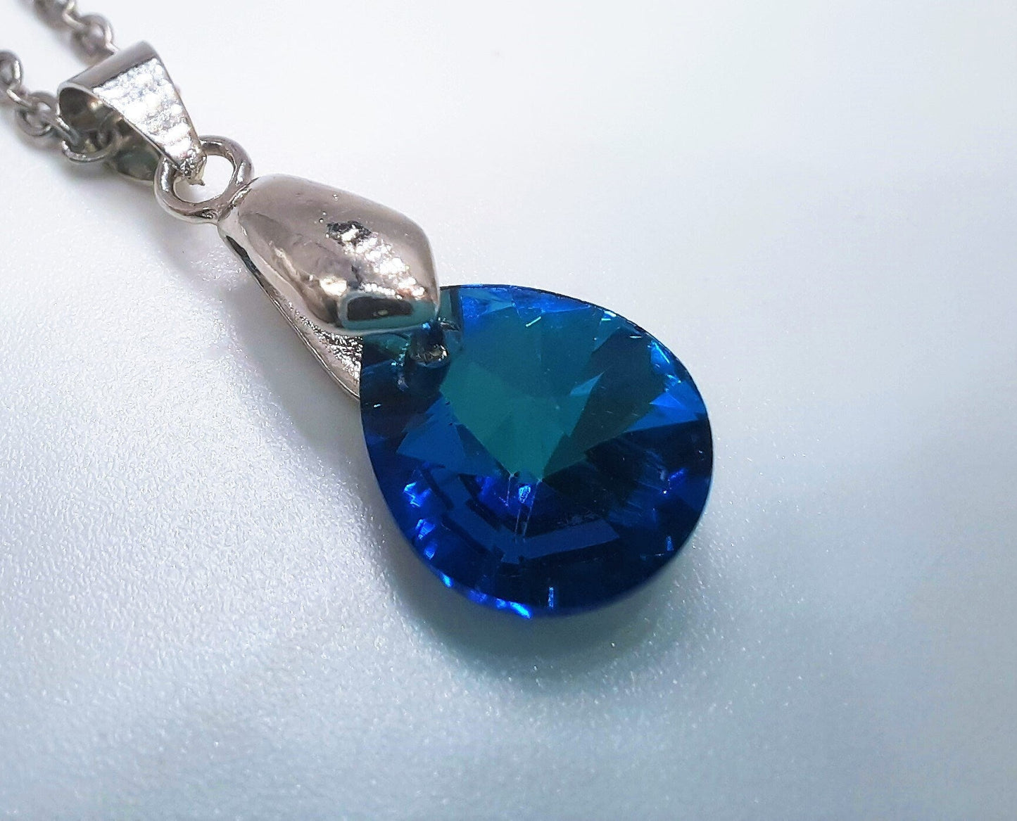 Bermuda Blue Small Teardrop Necklace