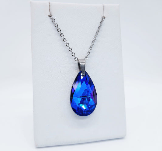 Bermuda Blue Large Teardrop Necklace
