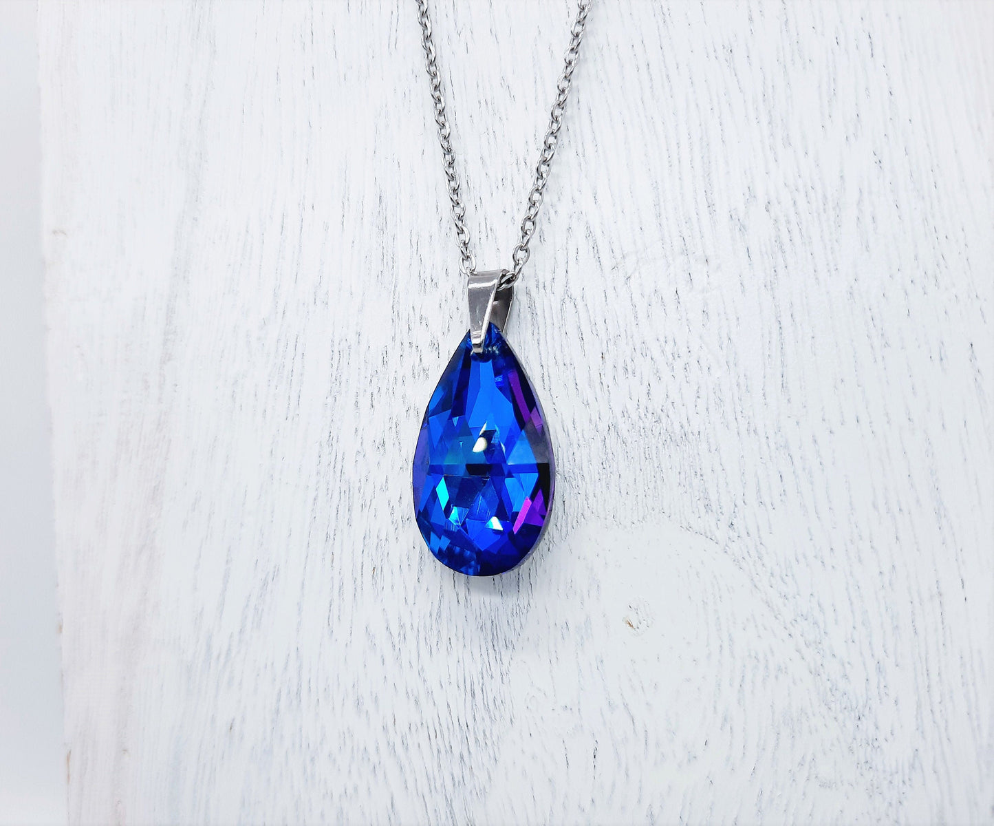 Bermuda Blue Large Teardrop Necklace