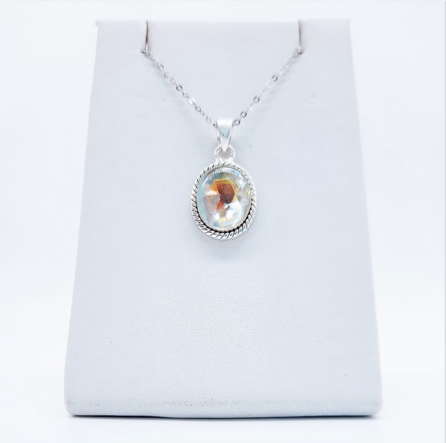 Aurora Borealis Pendant Necklace, 925 Sterling Silver