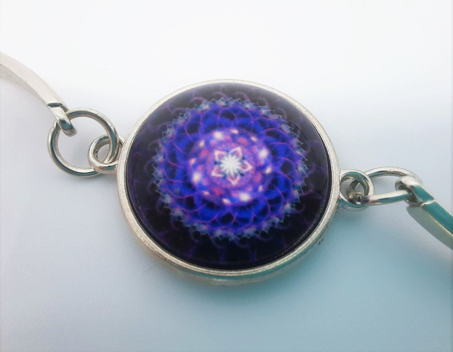 Purple Mandala Design - Adjustable Bangle Bracelet