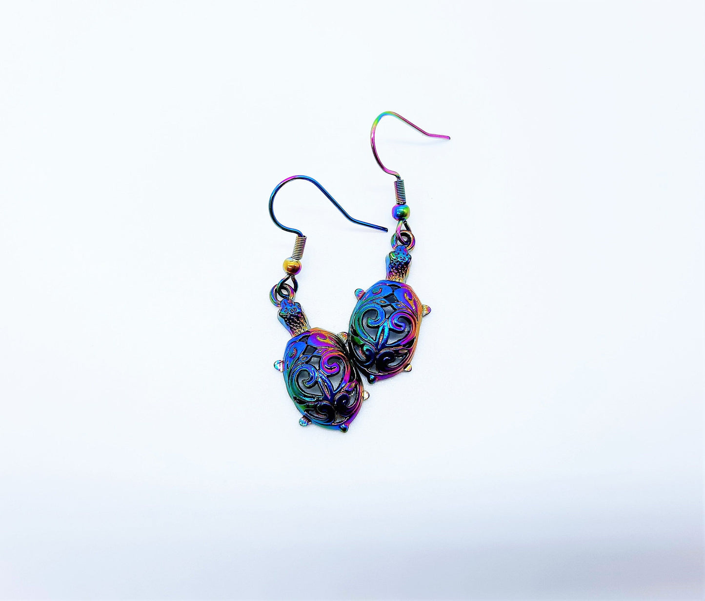 Rainbow Chromium Sea Turtle Earrings