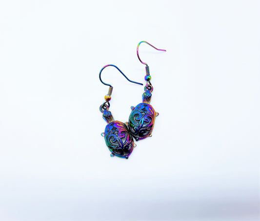 Rainbow Chromium Sea Turtle Earrings