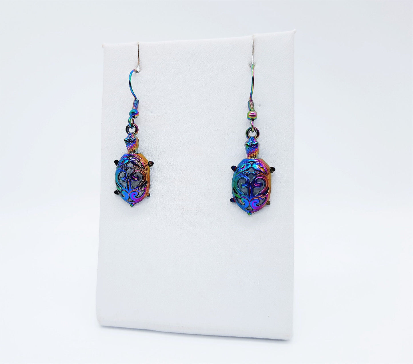 Rainbow Chromium Sea Turtle Earrings