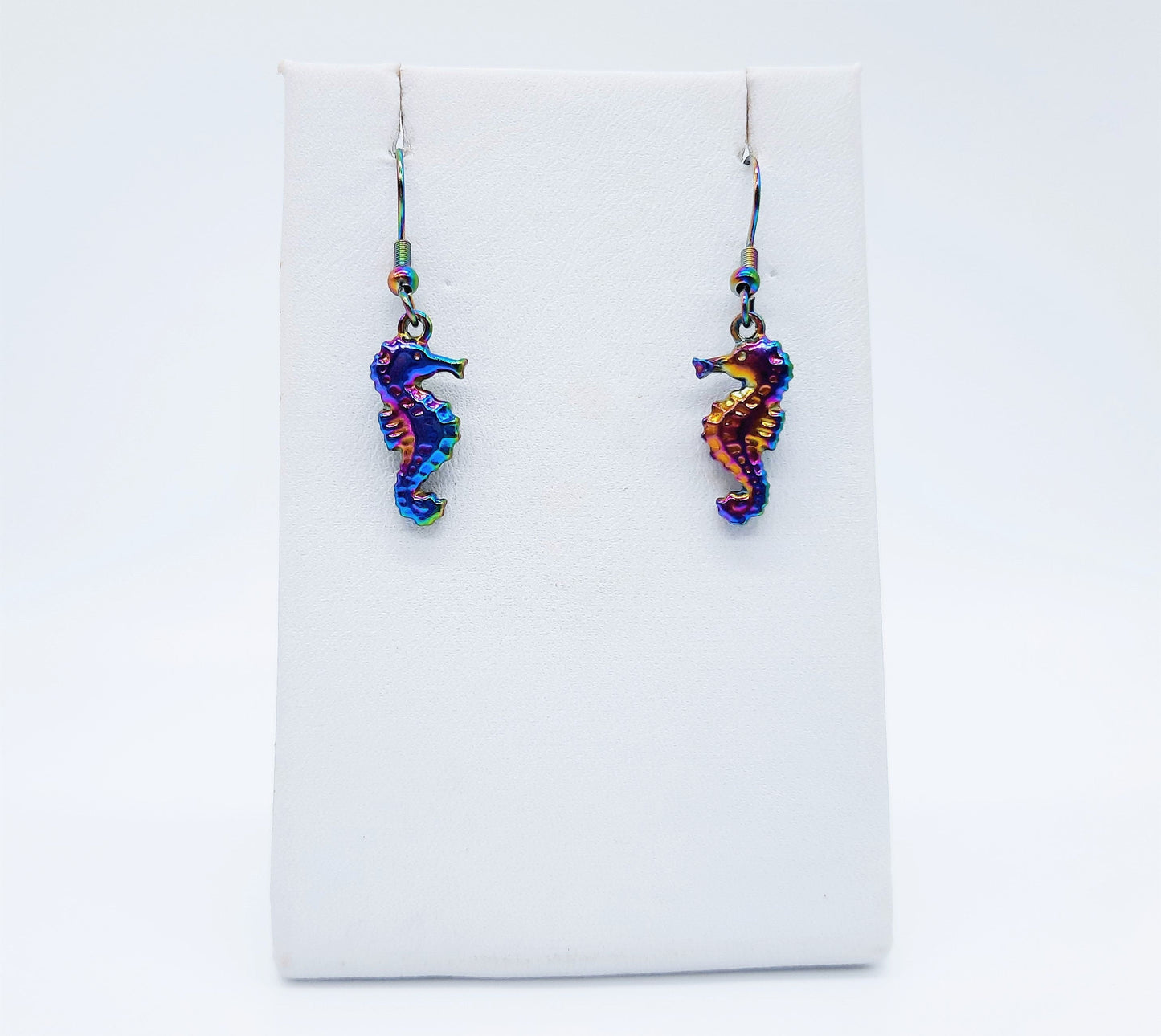 Rainbow Chromium Sea Horse Earrings