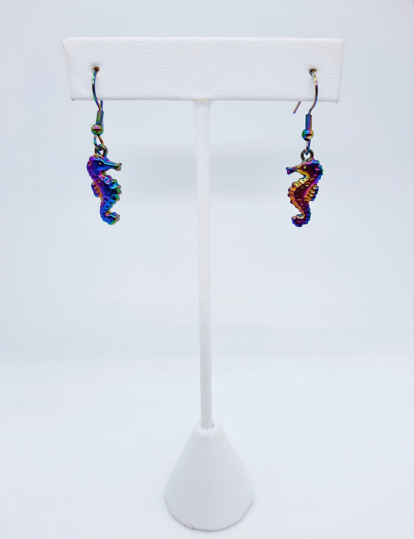 Rainbow Chromium Sea Horse Earrings