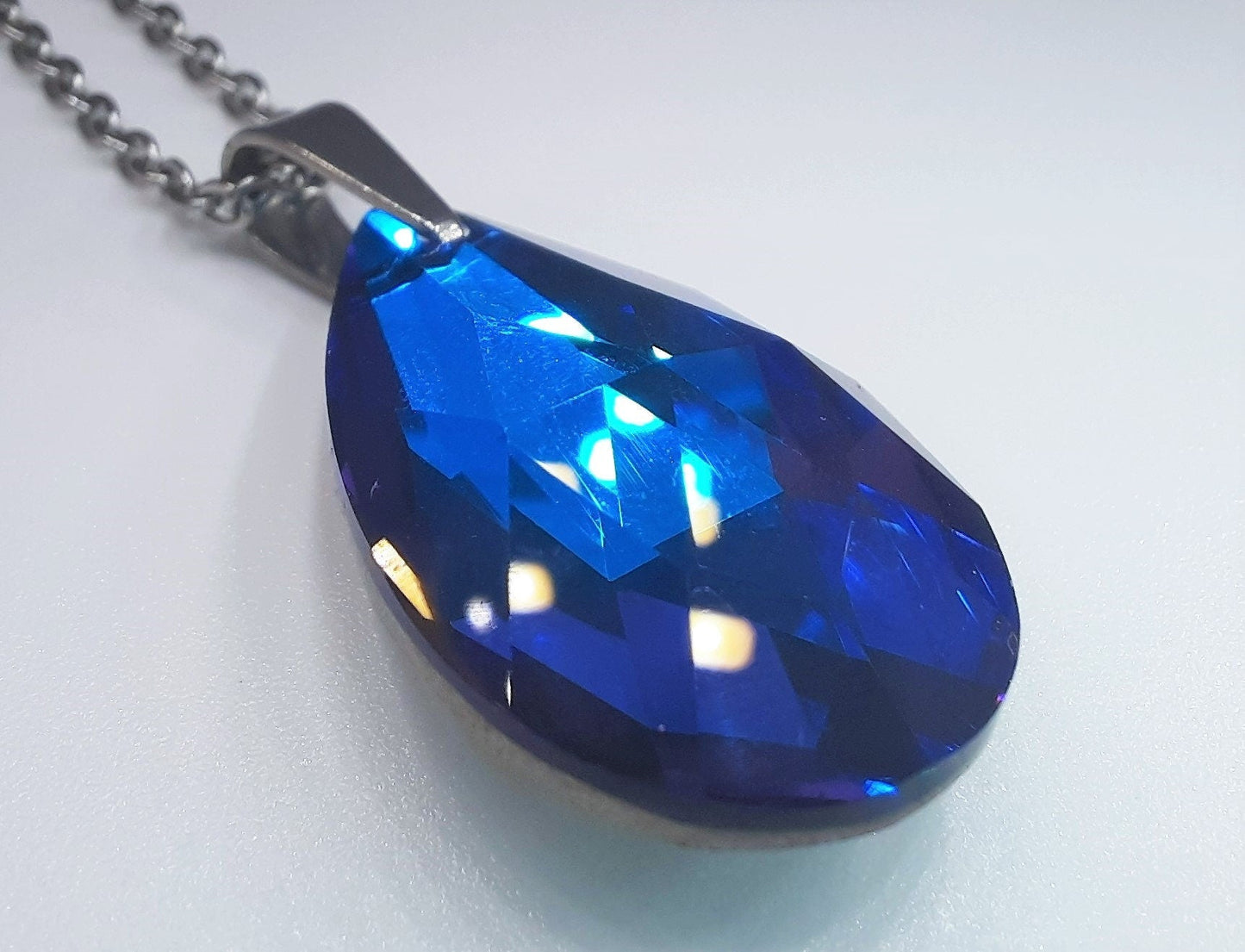 Bermuda Blue Large Teardrop Necklace