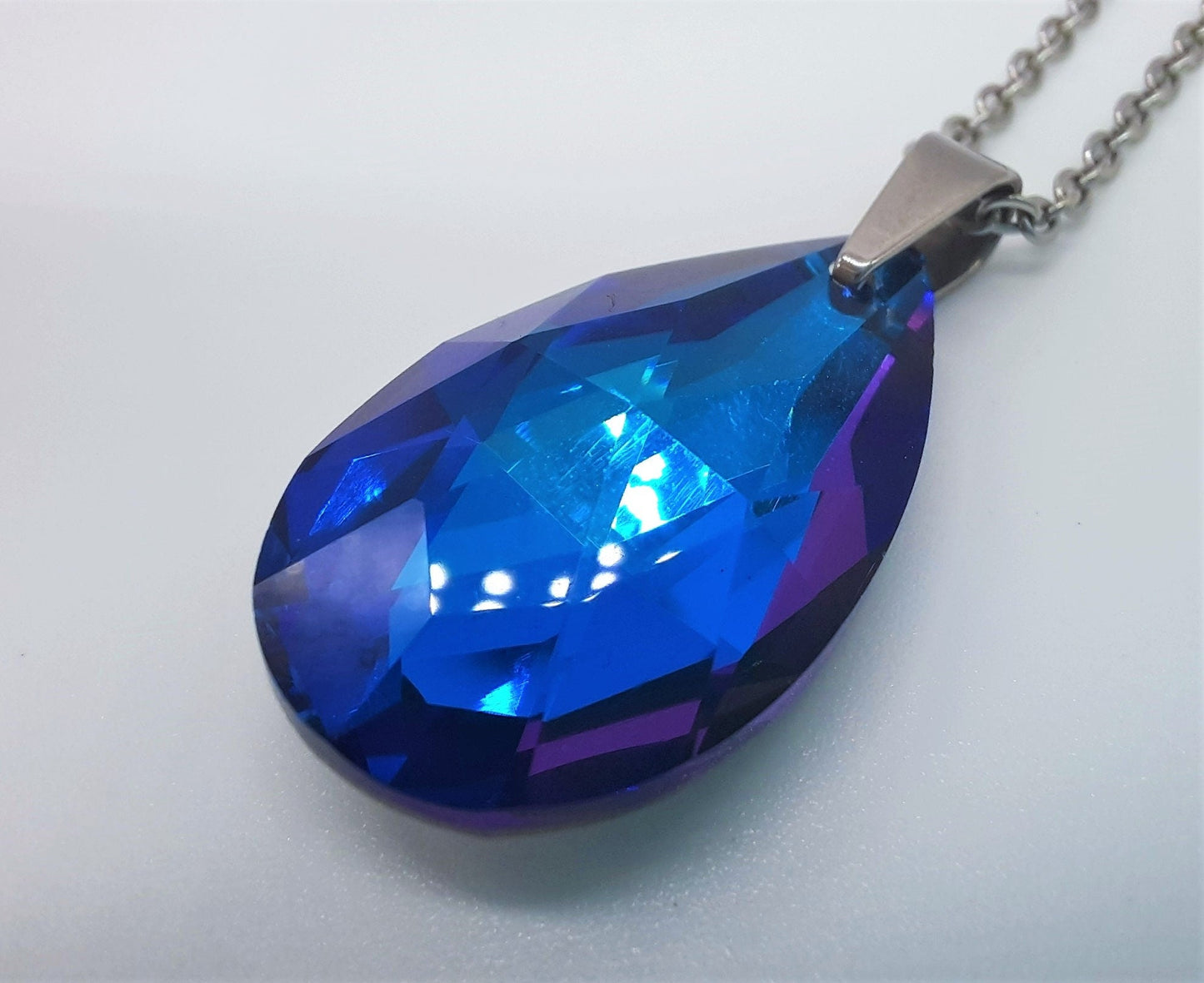 Bermuda Blue Large Teardrop Necklace