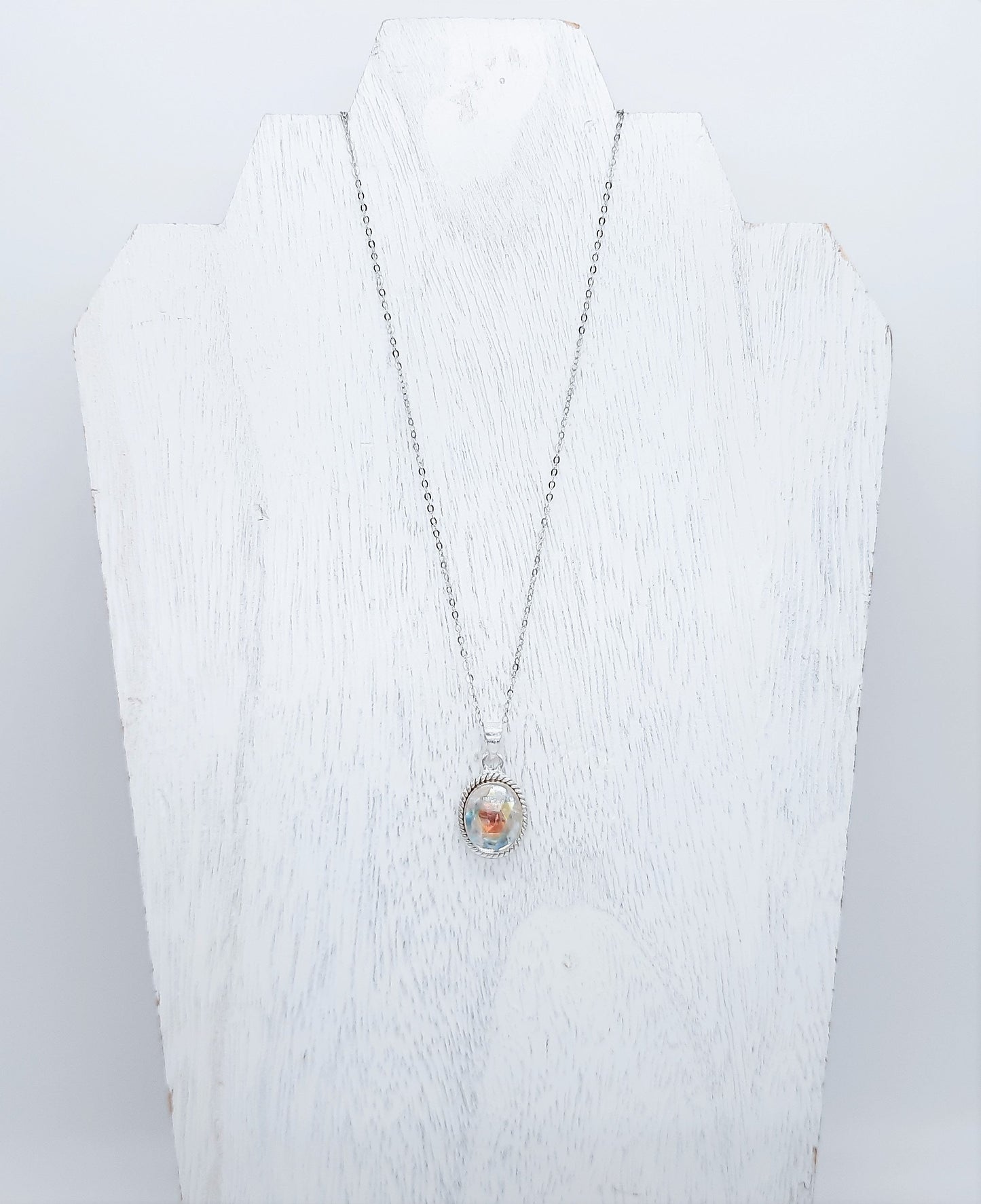 Aurora Borealis Pendant Necklace, 925 Sterling Silver