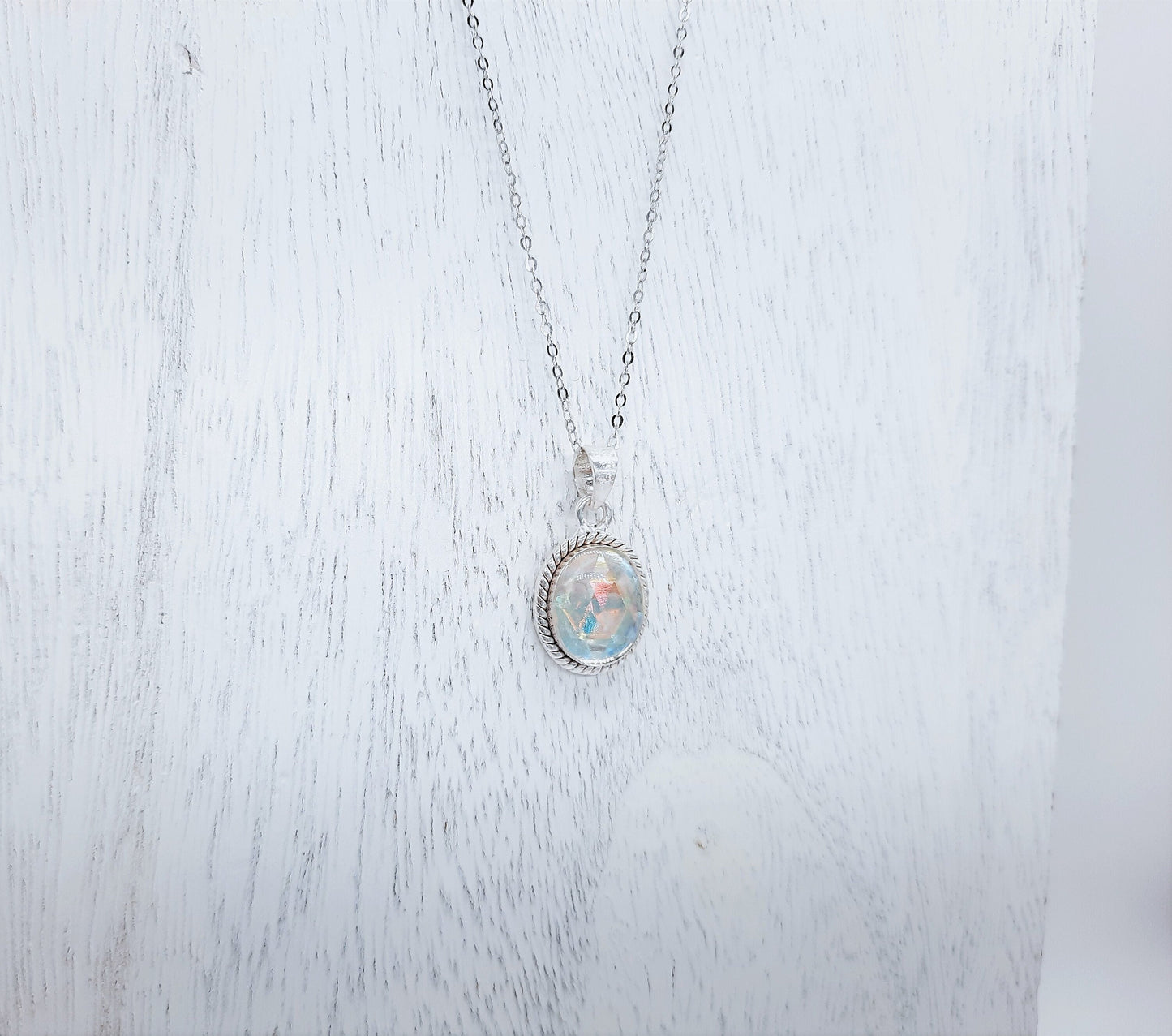 Aurora Borealis Pendant Necklace, 925 Sterling Silver