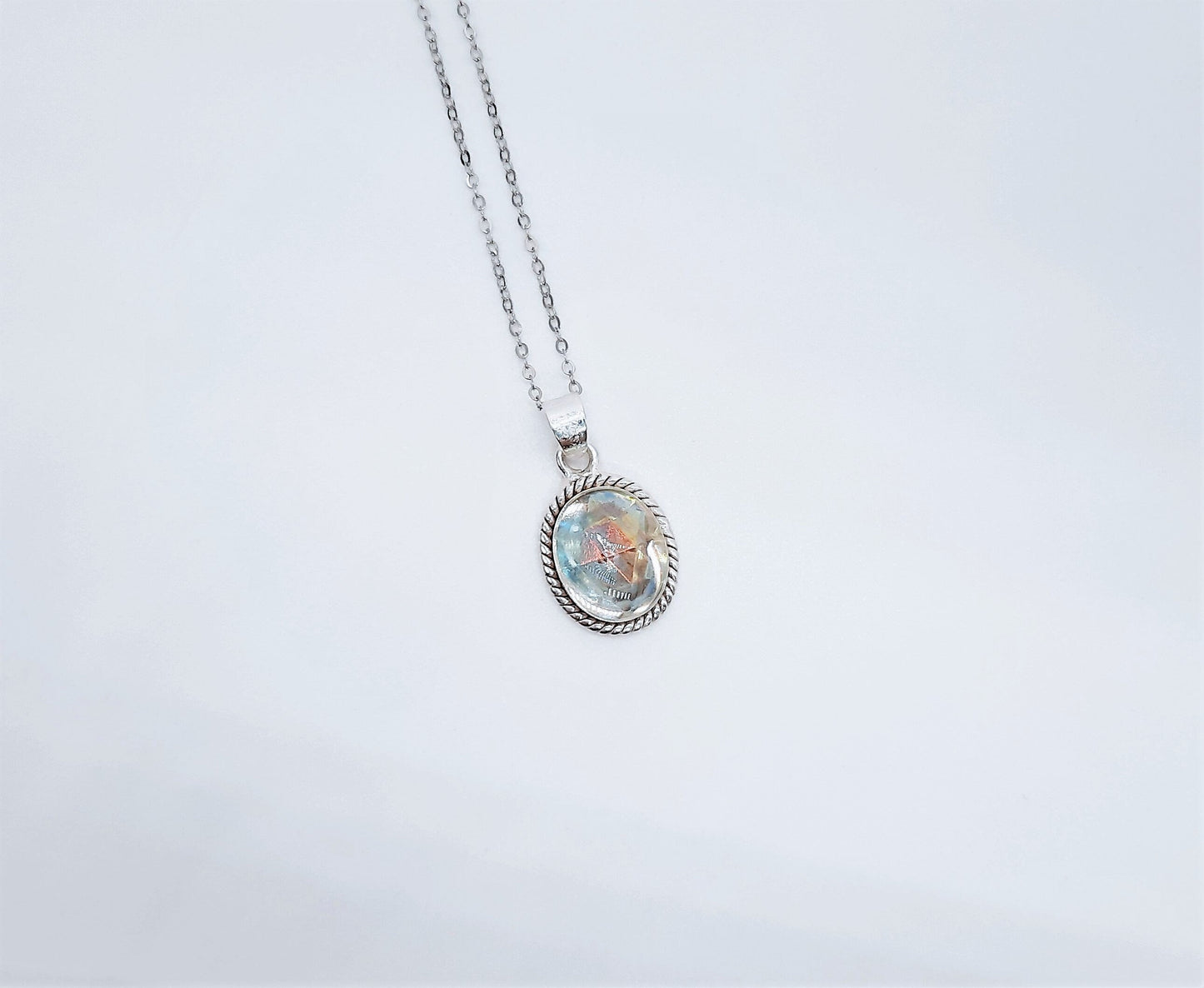 Aurora Borealis Pendant Necklace, 925 Sterling Silver