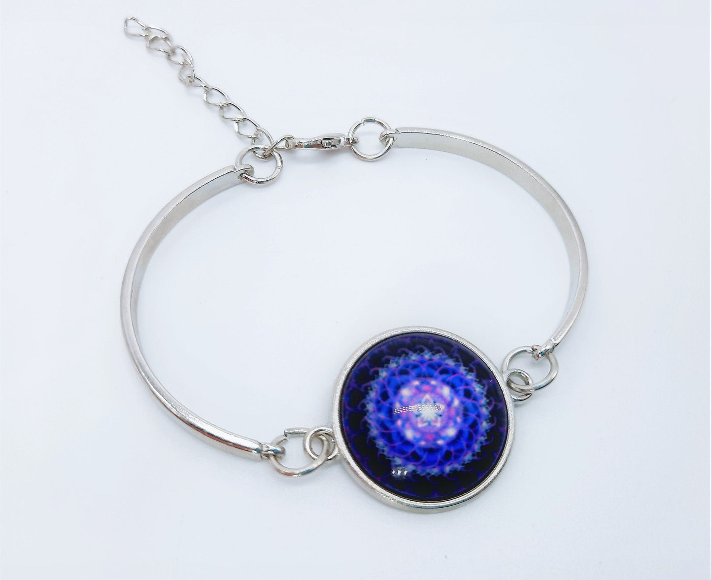 Purple Mandala Design - Adjustable Bangle Bracelet